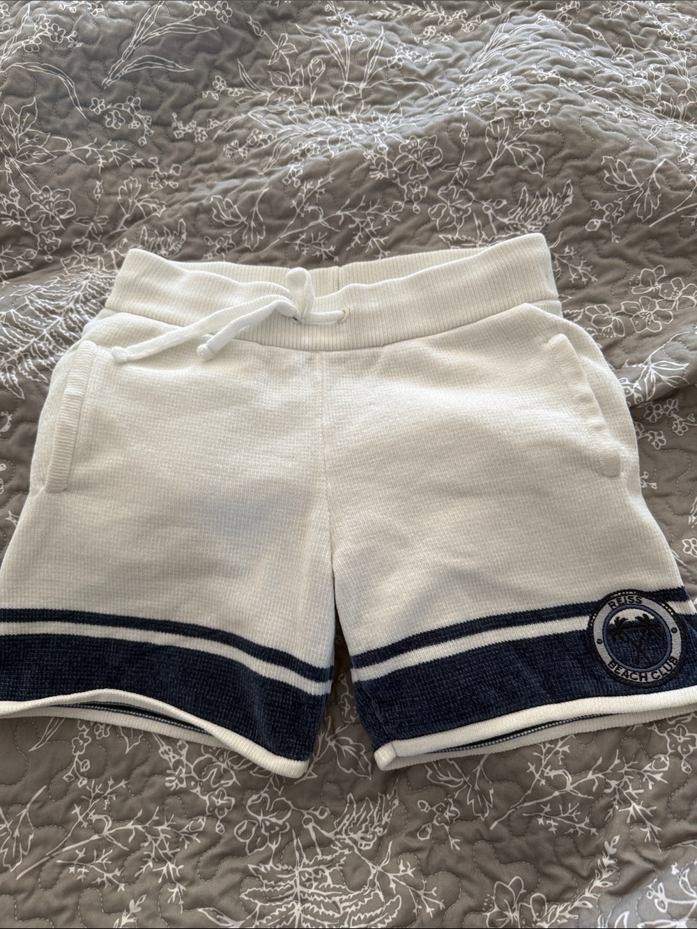 Reiss White Shorts with Navy Stripe Trim